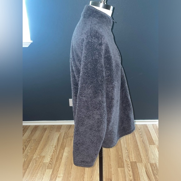 H&M Womens Long Sleeve Sherpa Pullover Quarter Zip Fuzzy Fleece Sweatshirt Large - Picture 4 of 11